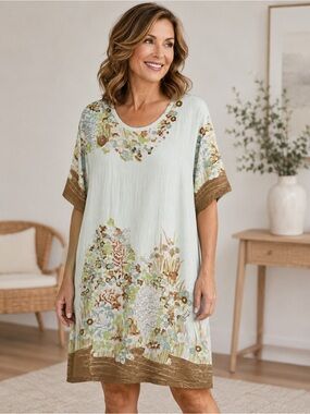 MASAI COPENHAGEN NATA SHIFT COASTAL NEUTRAL CASUAL DRESS SZ M